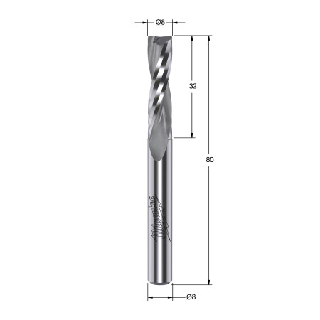 Fresa Madera 8mm helicoidal corte ascendente 8/32/80mm MILWAUKEE Ref.4932500917
