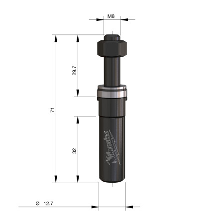 Vástago de recambio para Juego de Fresas Madera 1/2" para unión de lengüeta y ranura MILWAUKEE Ref.4932501177