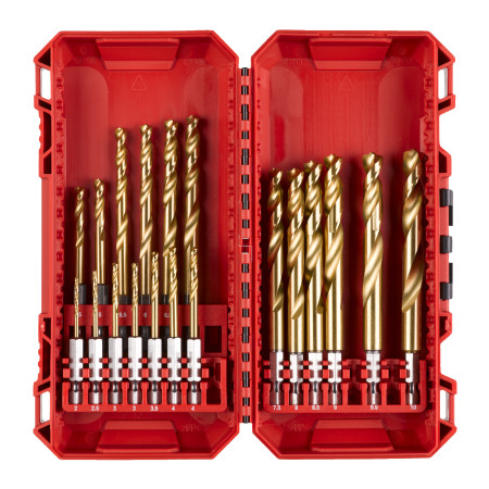 Estuche 19 de brocas RED HEX Shockwave™ HSS-G Tin - ajusta a Packout™ MILWAUKEE Ref.4932499763