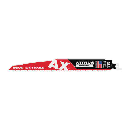 Hoja Sable THE AX™ NITRUS Carbide Madera con Clavos 230mm 5Tpi - 1uds MILWAUKEE Ref.48477252